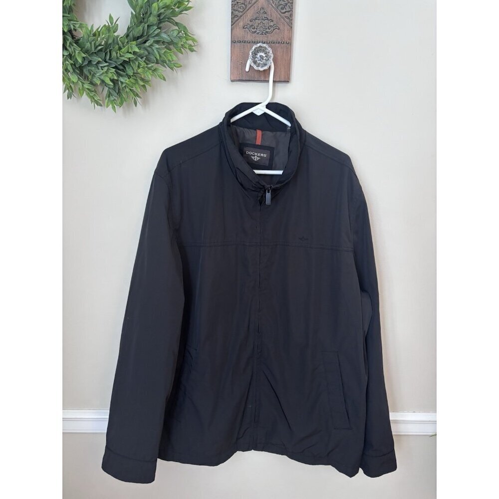 Dockers Mens Size XXL Black Full Zip Jacket Polyester
